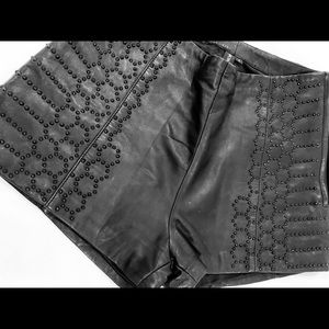 Black leather shorts